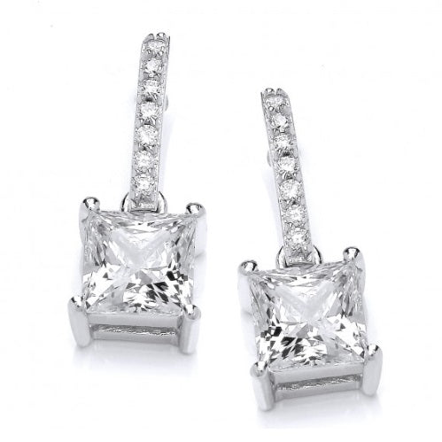 Silver Diamond Square Drop Earrings good