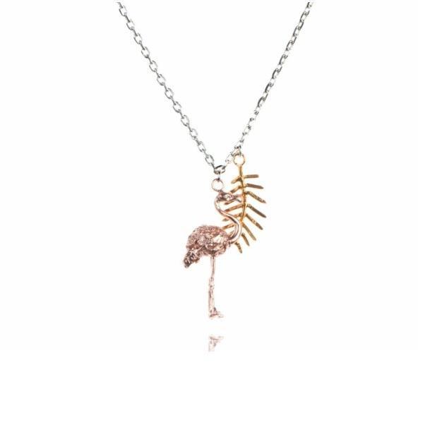 Rose gold hot sale flamingo necklace