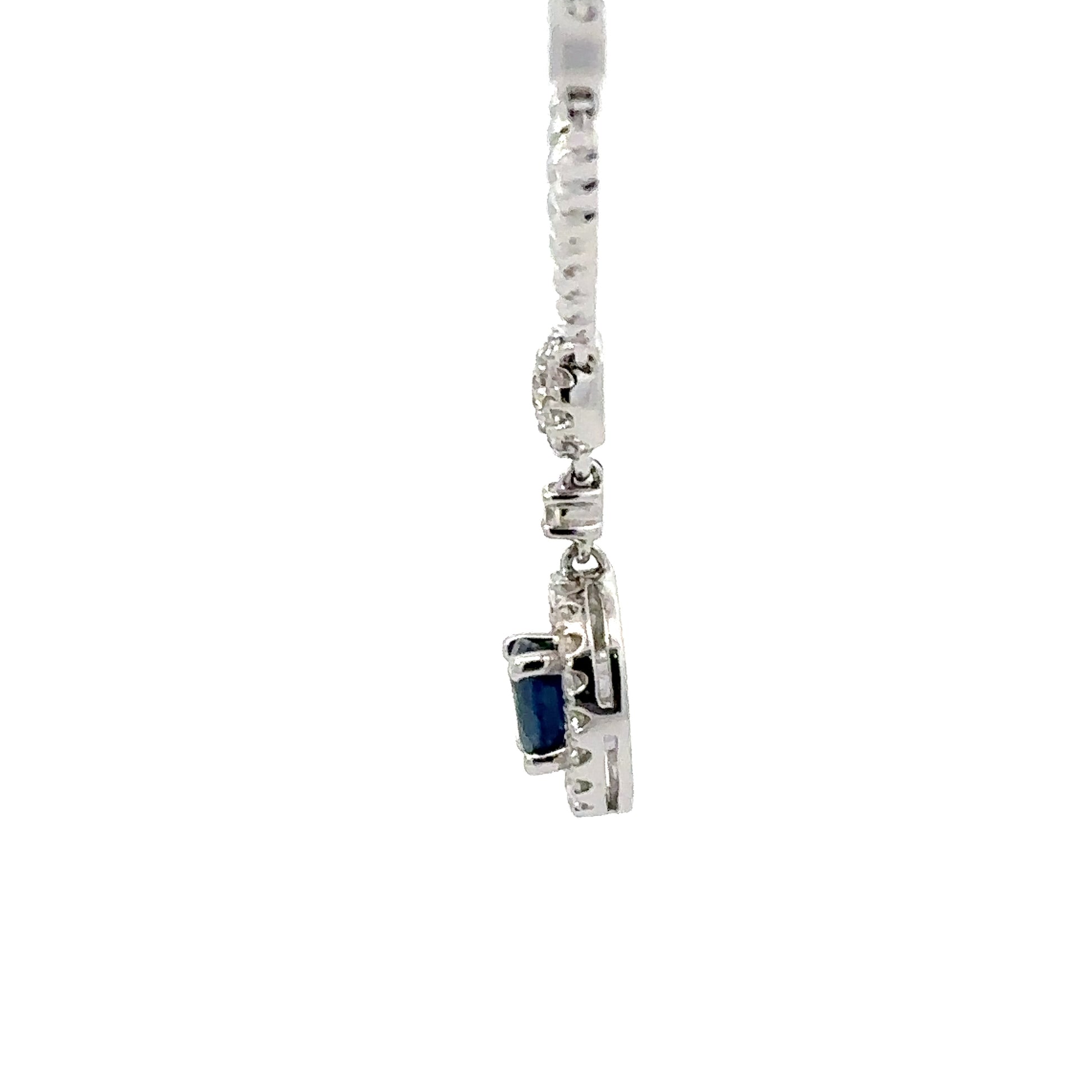 18ct white gold sapphire and diamond halo drop necklace Necklace Rock Lobster   