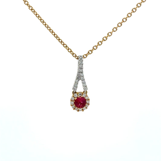 18ct yellow gold ruby and diamond necklace Pendant Rock Lobster   