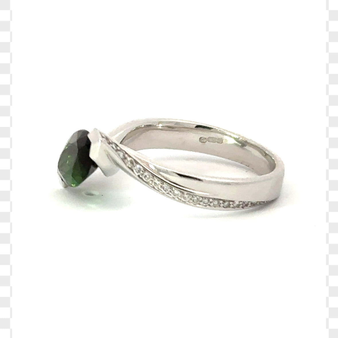 18ct white gold green tourmaline and diamond ring Ring Hans Rivoir   