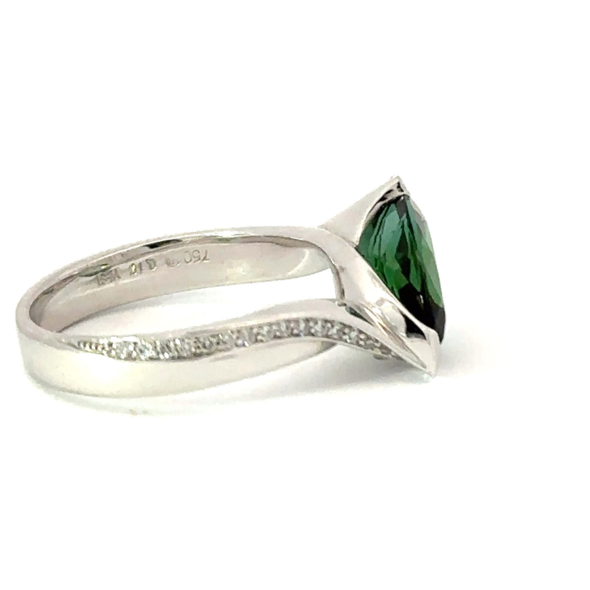 18ct white gold green tourmaline and diamond ring Ring Hans Rivoir   