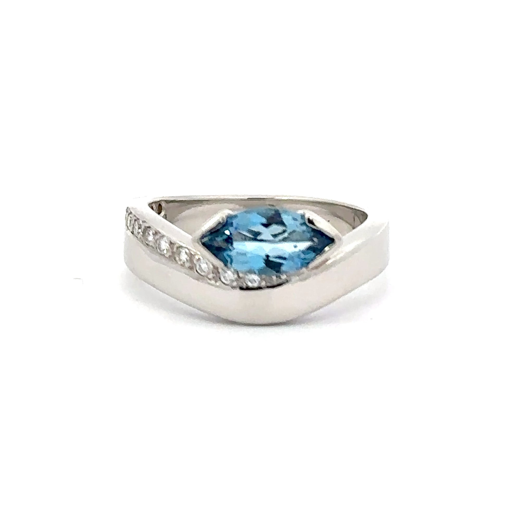 Platinum 0.86ct Aquamarine & Diamond Ring Ring Stuller   