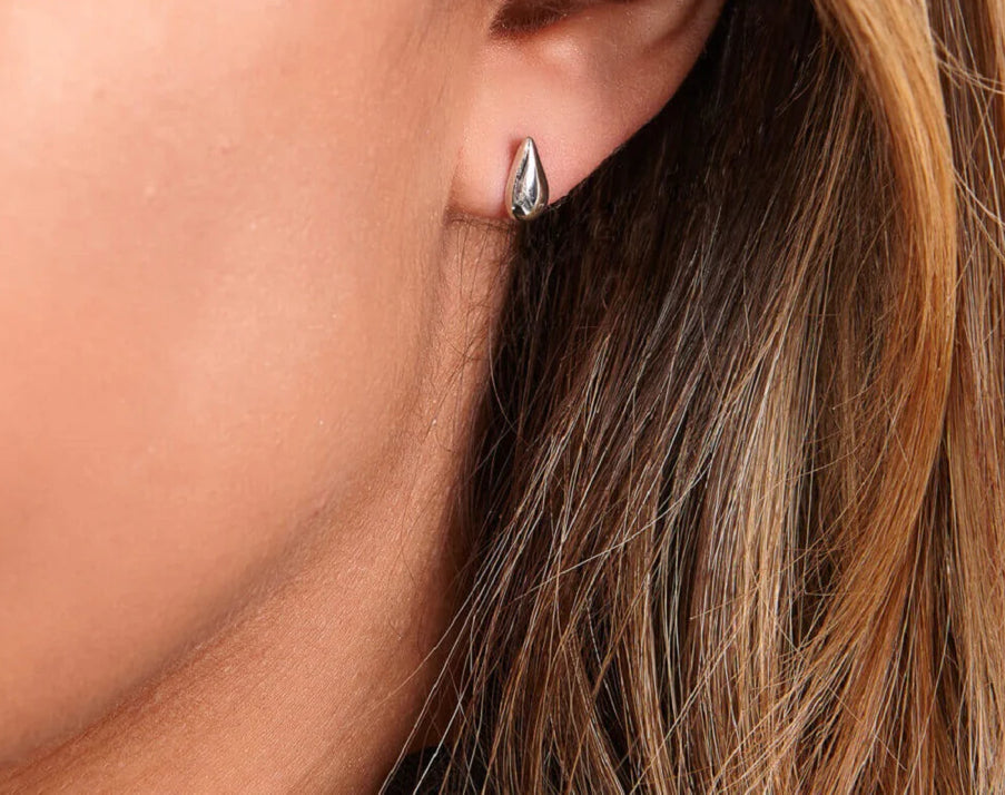 Silver mini teardrop stud earrings Earrings Lucy Q   