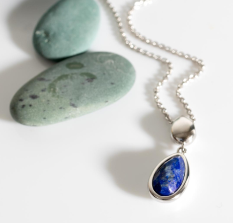 Pebble Azure Gemstone Duo Droplet Necklace Necklace Kit Heath   