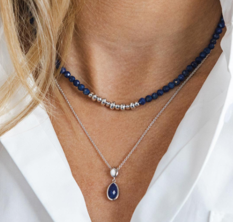 Pebble Azure Gemstone Duo Droplet Necklace Necklace Kit Heath   