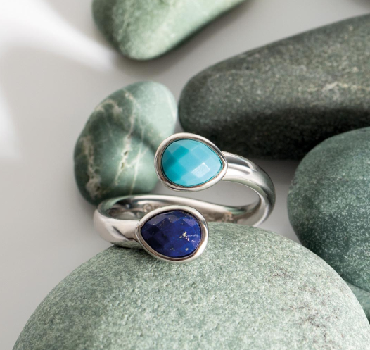 Pebble Azure Gemstone Open Crossover Ring ring Kit Heath   