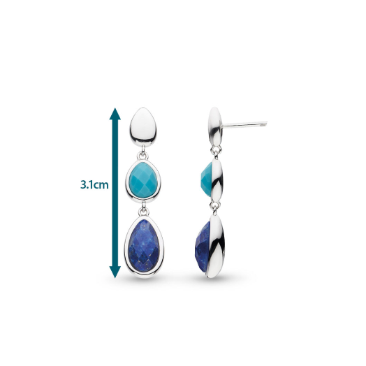 Pebble Azure Gemstone Trio Droplet Stud Drop Earrings Earrings Kit Heath   