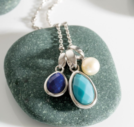 Pebble Azure Gemstone Trio Pendant Necklace Necklace Kit Heath   