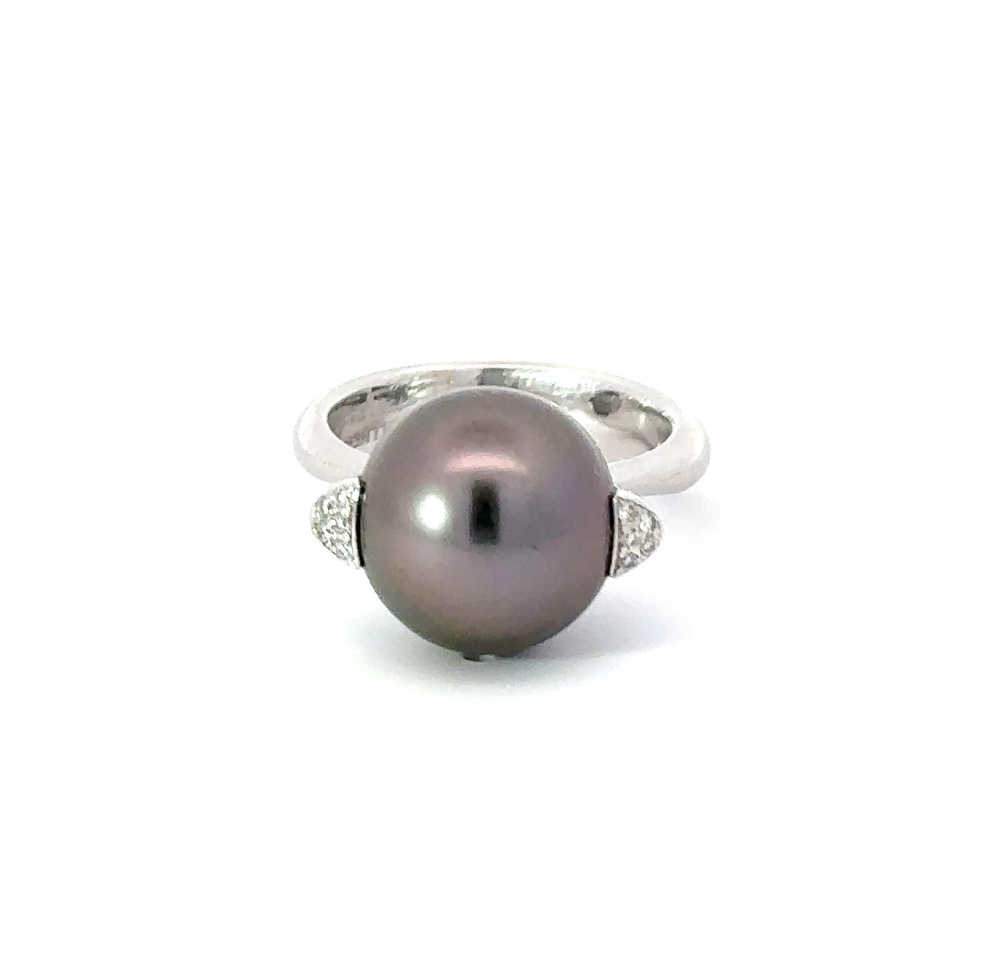 18ct white gold tahitian pearl and diamond ring Ring Gellner