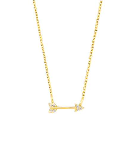 Gold plated silver Arrow Necklace with Pavé stones Necklace DEW   