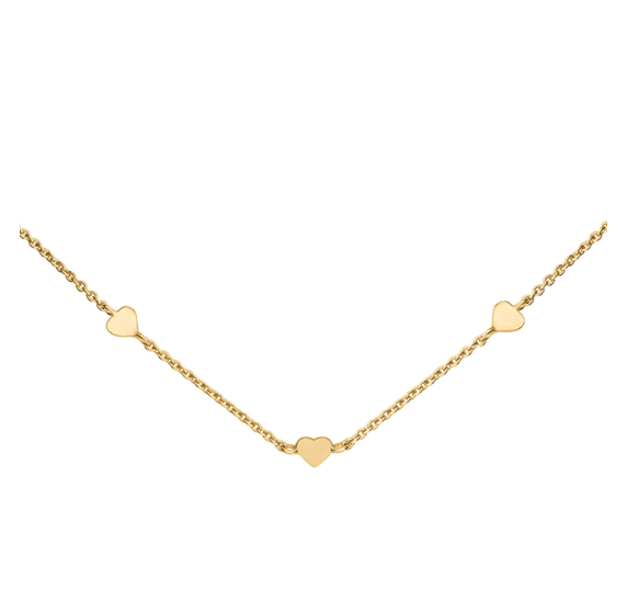 Gold Plate silver Heart Station 18" Necklace Necklace DEW   