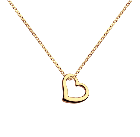 Gold Plated silver Open Heart 18" Necklace Necklace DEW   