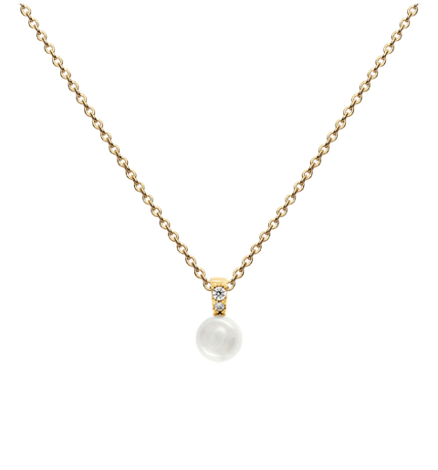 Freshwater Pearl & Gold Plated Silver pendant with stone set Bale 18" Necklace DEW