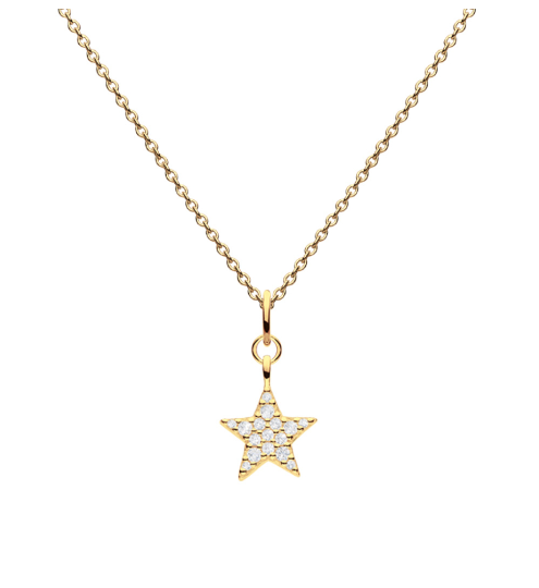 Gold Plated silver Star Necklace with Pave set cubic zirconia Necklace DEW   