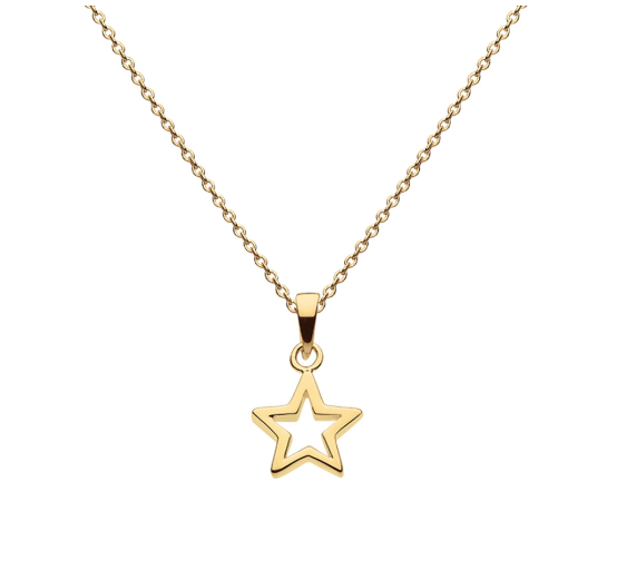 Gold Plated silver Chunky Open Star 18" Necklace Necklace DEW   