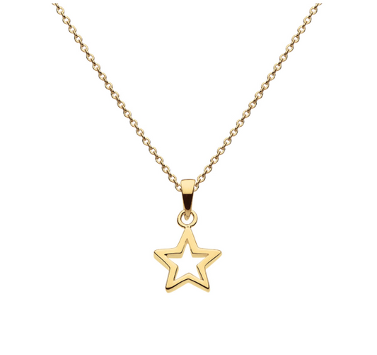 Gold Plated silver Chunky Open Star 18" Necklace Necklace DEW   