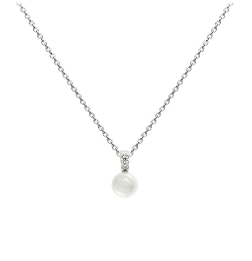 Freshwater pearl pendant with stone set Bale 18" Necklace DEW   