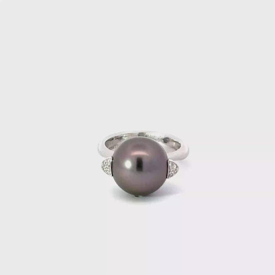 18ct white gold tahitian pearl and diamond ring Ring Gellner