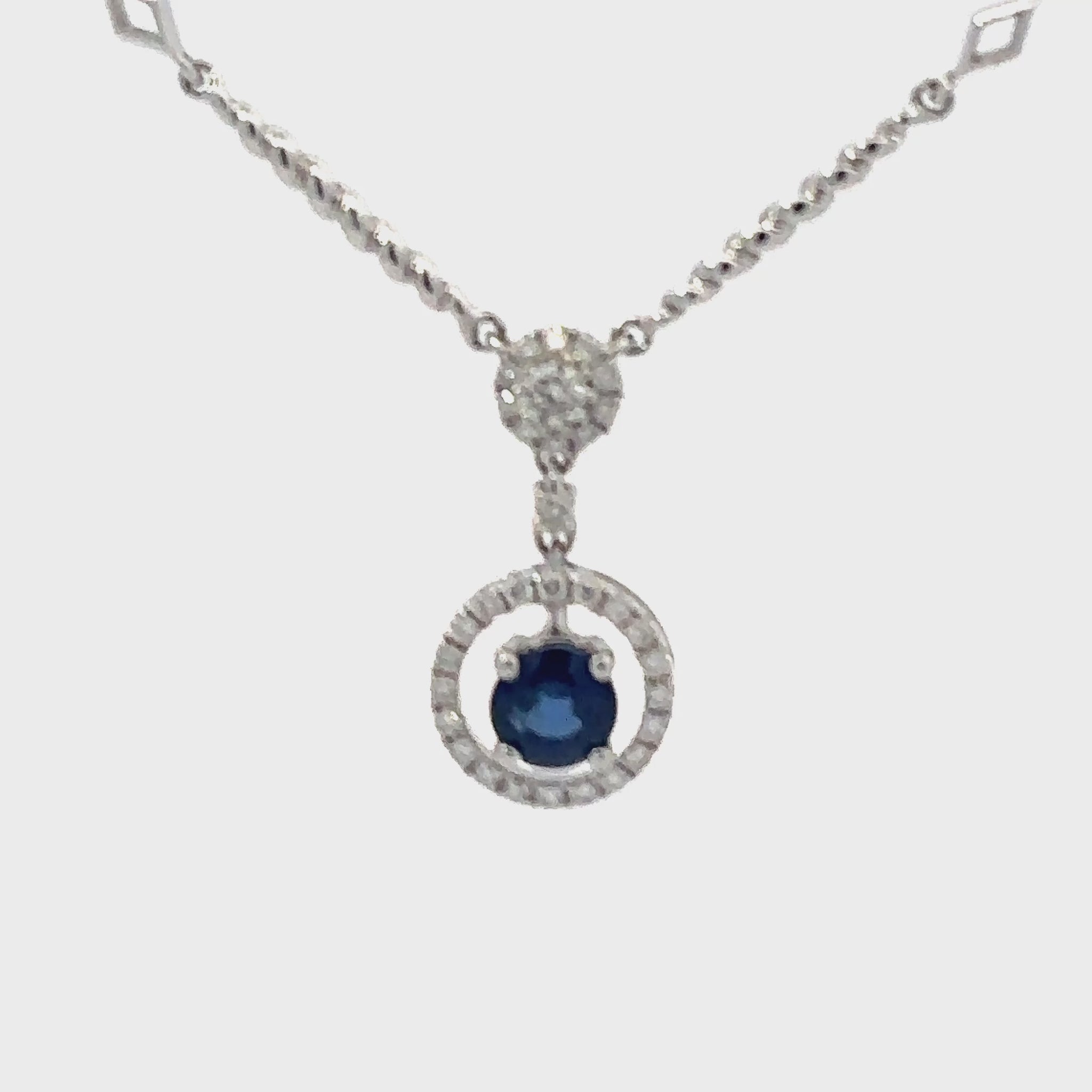 18ct white gold sapphire and diamond halo drop necklace Necklace Rock Lobster