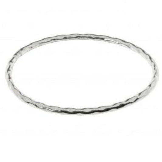 Silver hammered round wire bangle Bangle Rock Lobster Jewellery   