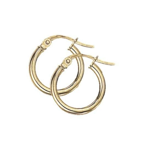 9ct yellow gold 14mm creole hoop earrings Earrings Stubbs   