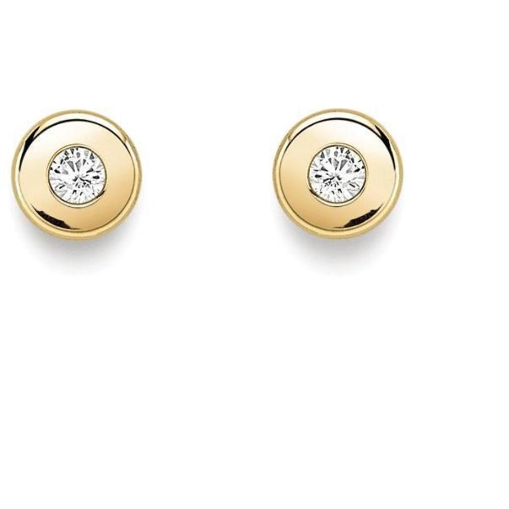 9ct yellow gold CZ small round stud earrings Earrings Stubbs   