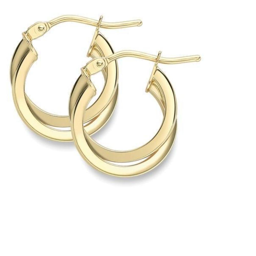 9ct yellow gold double crossover hoop earrings Earrings Stubbs   