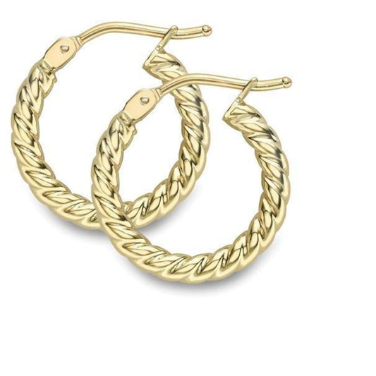 9ct yellow gold twisted hoop earrings Earrings Stubbs   