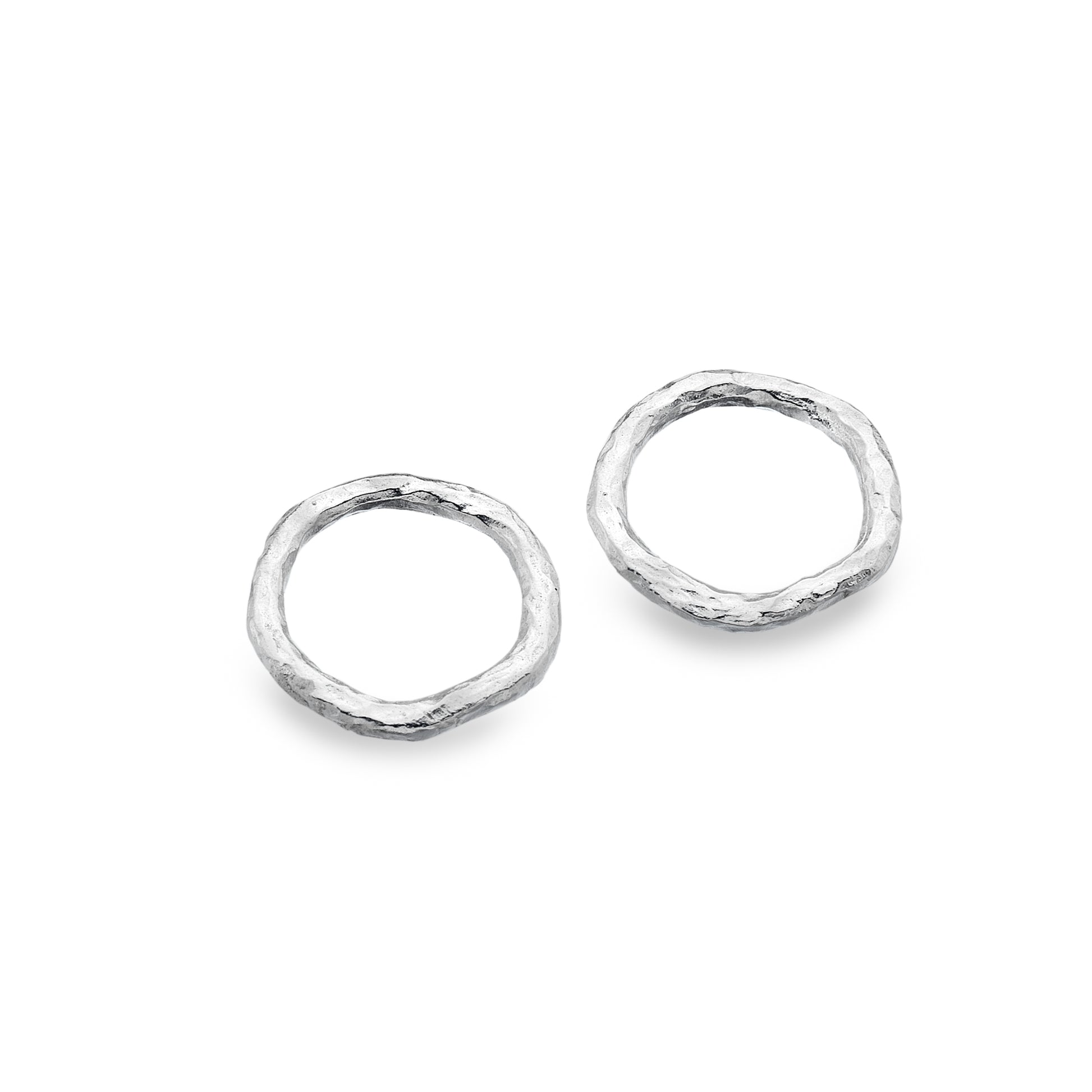 Silver textured hoop stud earrings Earrings Sea Gems Ltd   