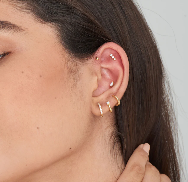 Barbell earrings store gold