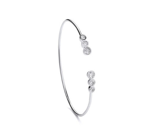 Silver & Cubic Zirconia Cuff Bangle  Cavendish French   