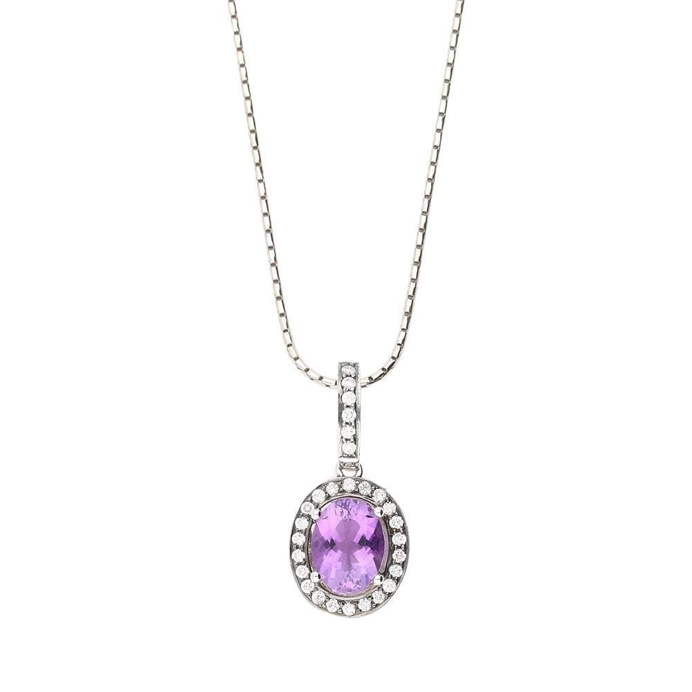 18ct white gold oval amethyst and diamond pendant Pendant Buchwald   