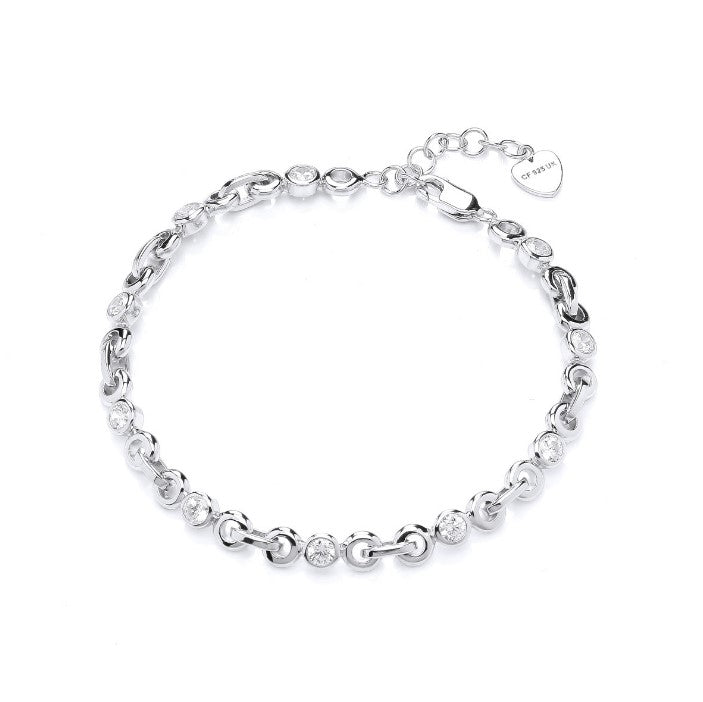 Silver & Cubic Zirconia Link Bracelet Bracelet Cavendish French   