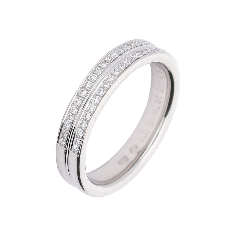 Furrer Jacot 18ct white gold 2 row diamond half eternity band Ring Furrer Jacot   