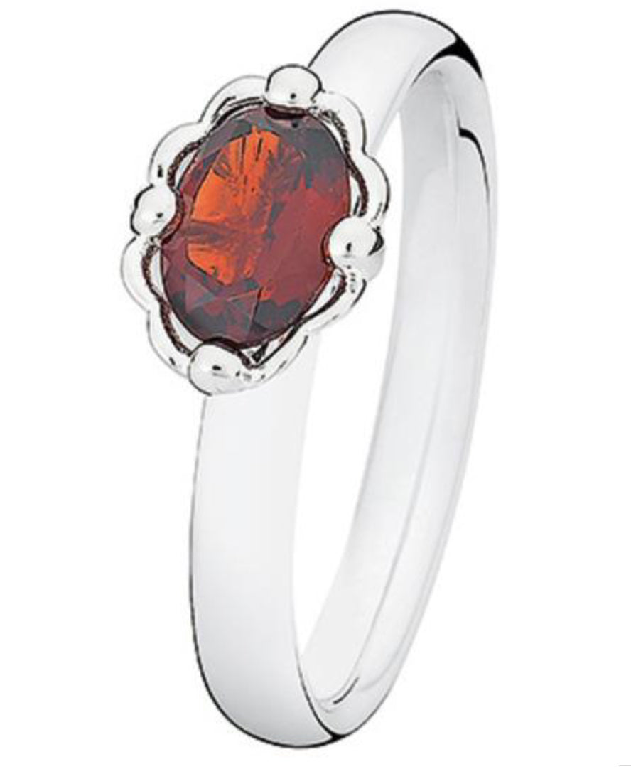 Silver Oval Garnet Ring Ring Rock Lobster Jewellery   