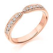 Diamond 0.20ct shaped milgrain edge 1/2 eternity ring Ring Gemex 18ct rose gold *  