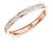 Diamond 0.30ct channel set baguette 1/2 eternity band Ring Gemex 18ct rose gold *  