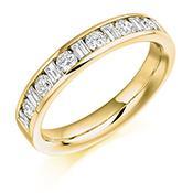 Diamond 0.76ct channel set mixed cut 1/2 eternity band Ring Gemex 18ct yellow gold *  