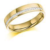 Diamond offset channel set  0.25 half eternity band Ring Gemex 18ct yellow gold *  