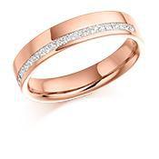 Diamond offset channel set  0.25 half eternity band Ring Gemex 18ct rose gold *  