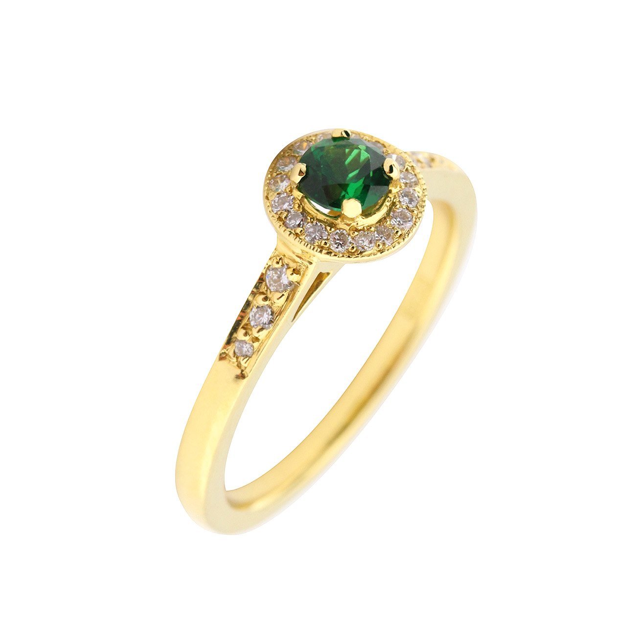 18ct yellow gold green tourmaline and diamond cluster ring Ring Rock Lobster   