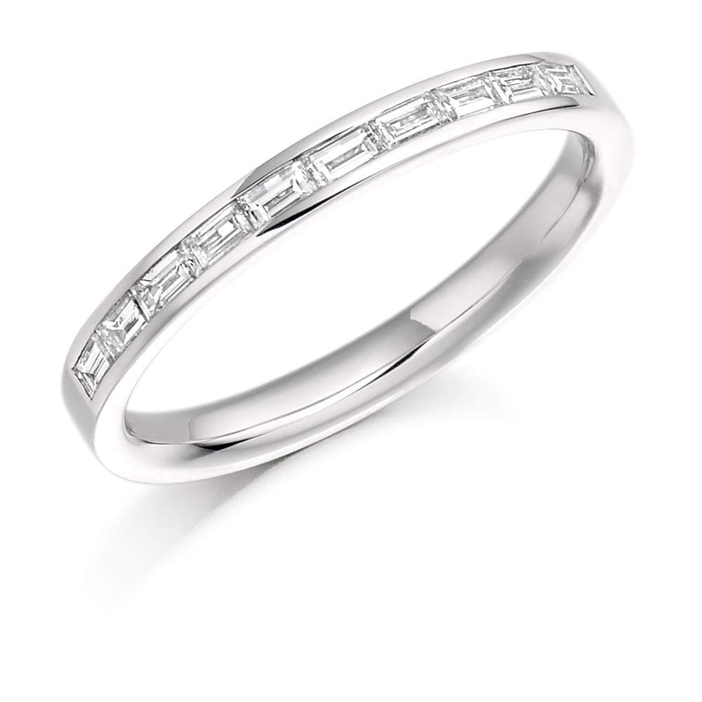 Diamond 0.30ct channel set baguette 1/2 eternity band Ring Gemex platinum *  