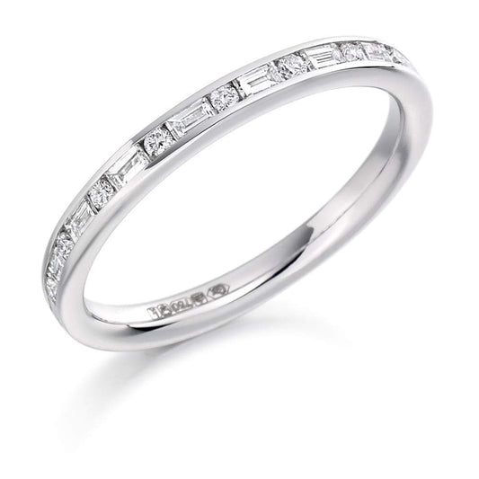 Diamond 0.30ct channel set mixed cut 1/2 eternity band Ring Gemex platinum *  