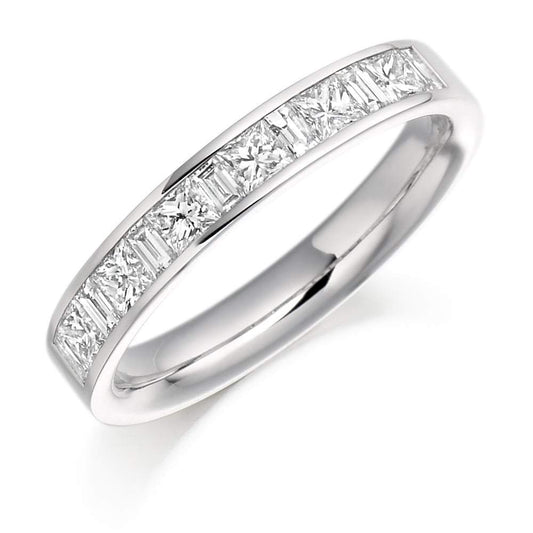 Diamond 0.75ct channel set mixed cut 1/2 eternity band Ring Gemex platinum *  