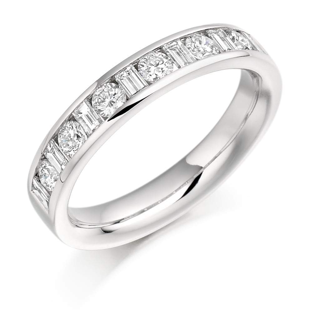 Diamond 0.76ct channel set mixed cut 1/2 eternity band Ring Gemex platinum *  