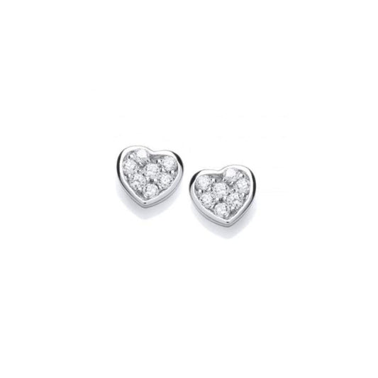 Silver cubic zirconia pave heart studs Earrings Rock Lobster Jewellery   