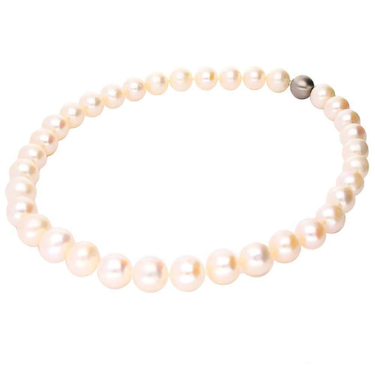 White freshwater 12mm-15mm pearl necklace with diamond and steel clasp Neckwear Rock Lobster   